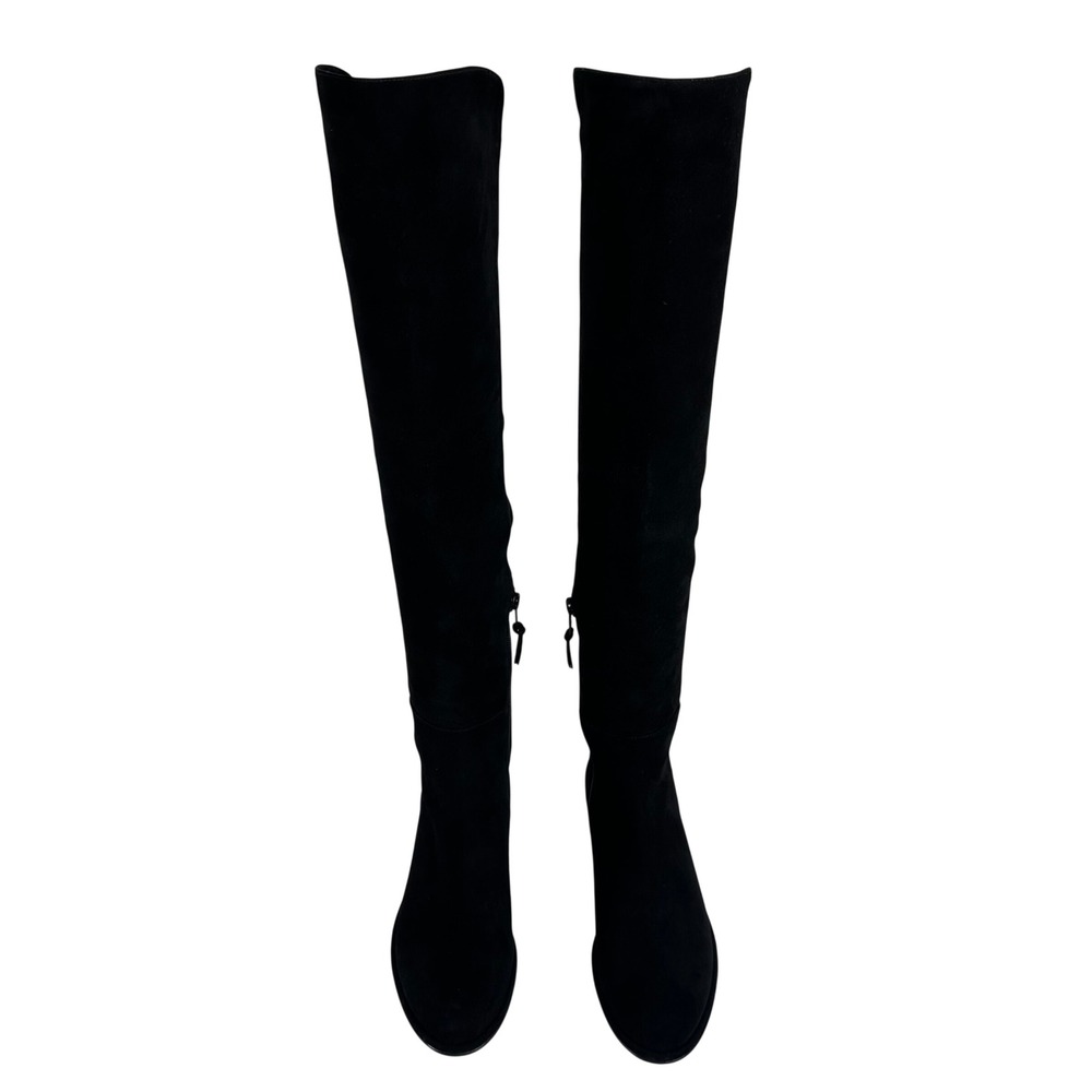 Stuart Weitzman Reserve Black Suede Over The Knee Boots Womens 4.5 Block Heel